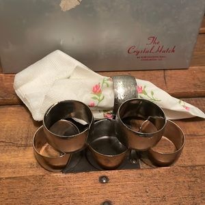 Vintage silver plated, six piece napkin ring holders
